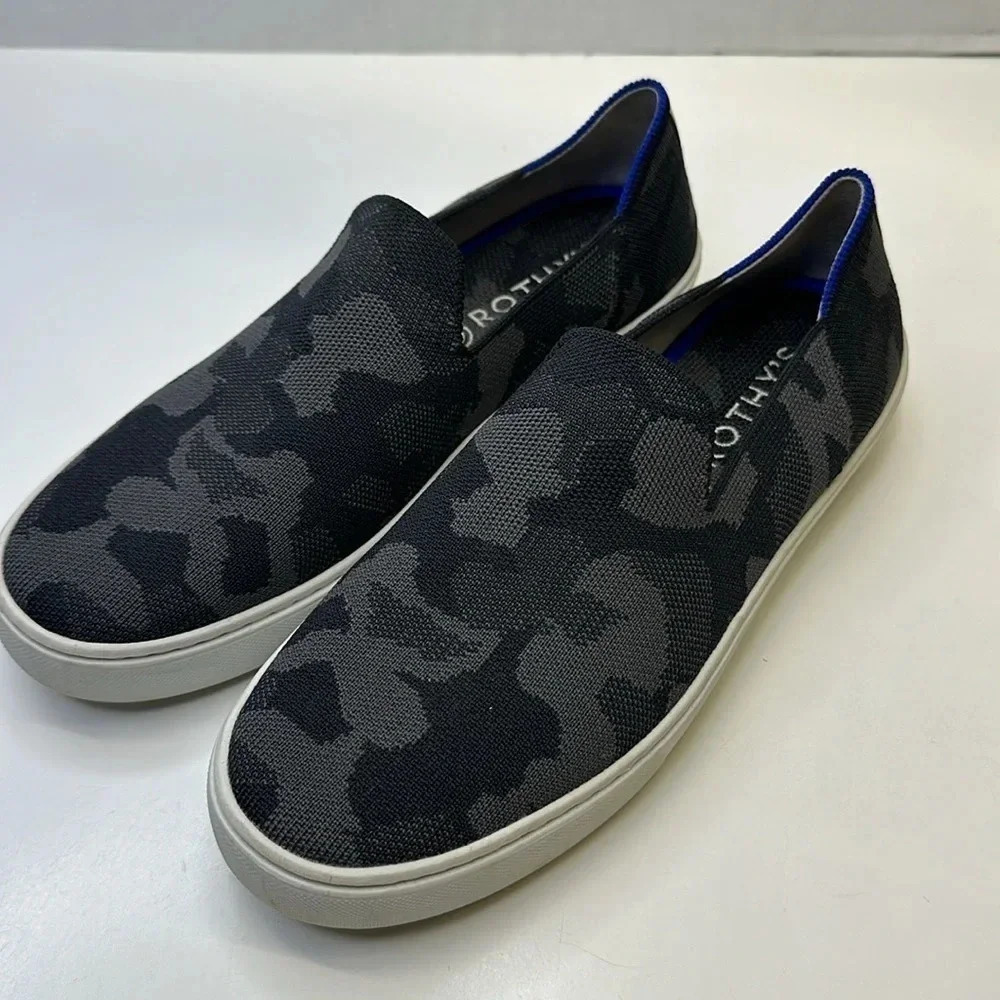 Rothys Sneakers Slip On Shoes Washable Camouflage Camo Gray Black Women's 9.5 - Picture 1 of 11
